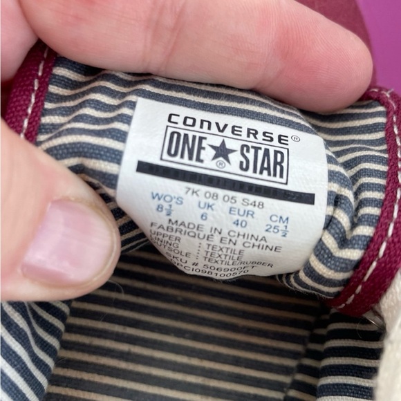 Vintage Women's CONVERSE ONE STAR Red Canvas Sneakers/Shoes-Low Top-Size 8.5 - Picture 2 of 6